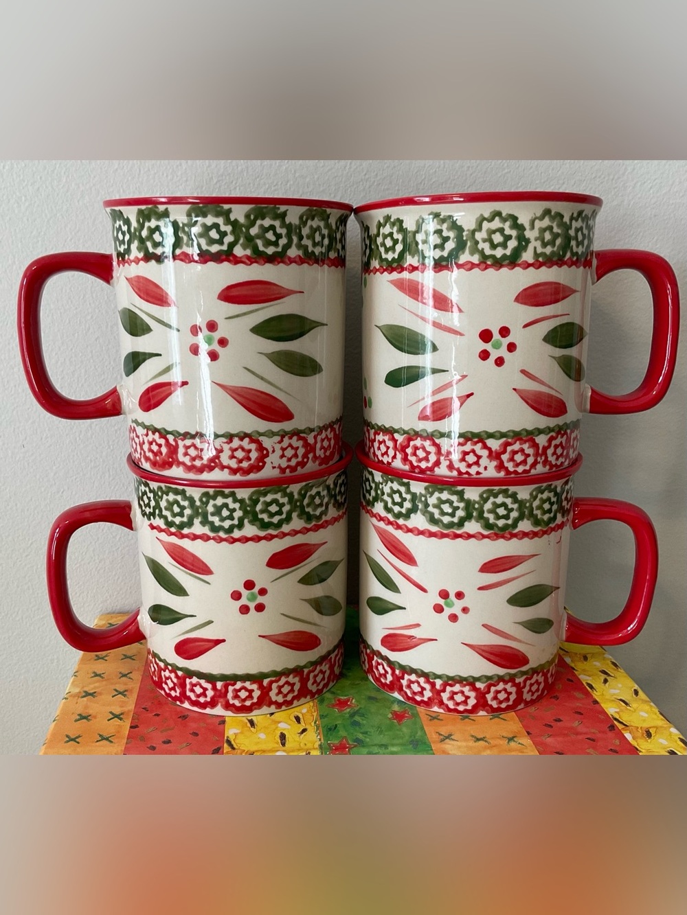 Temp-tations Old World Festivefetti Coffee/Tea/Hot Chocolate Mugs - Set of 4